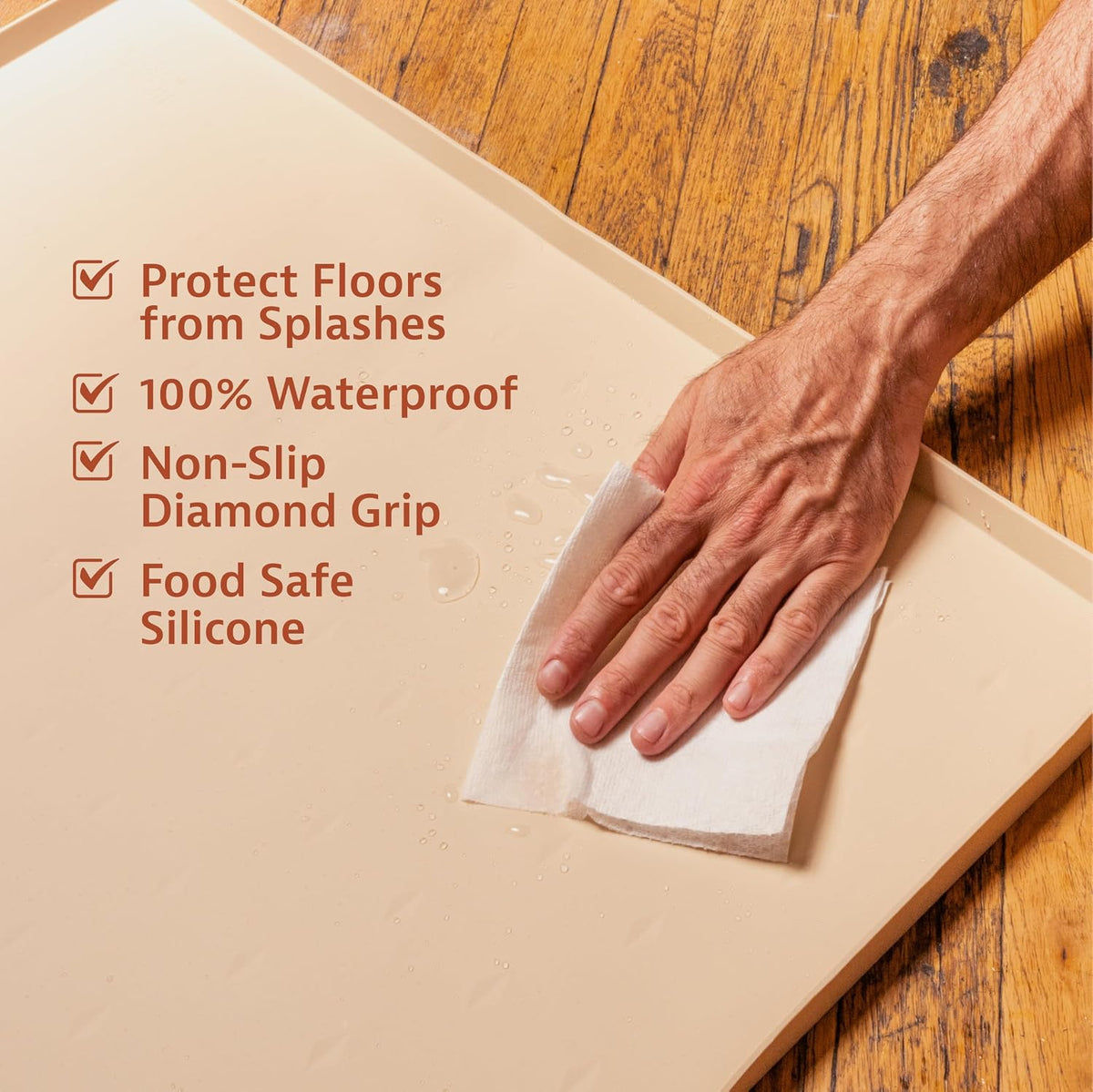 Raised-Edge Silicone Dog Food Mat - Waterproof and Non-Slip Pet Placemat for Food and Water Bowls - Dishwasher-Safe Tray - 25 x 17 inches, Gray
