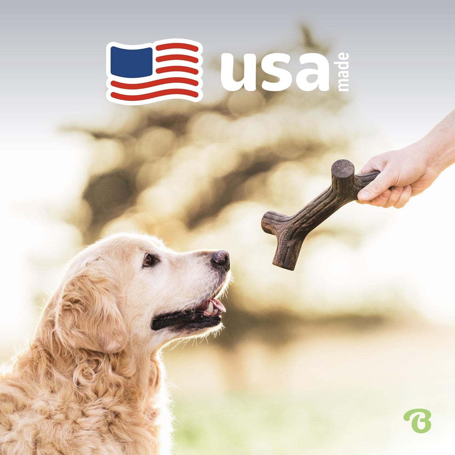 Maplestick Premium Real Wood Dog Chew Toy - Medium Size, Made in the USA, Durable and Long-Lasting for All Breeds