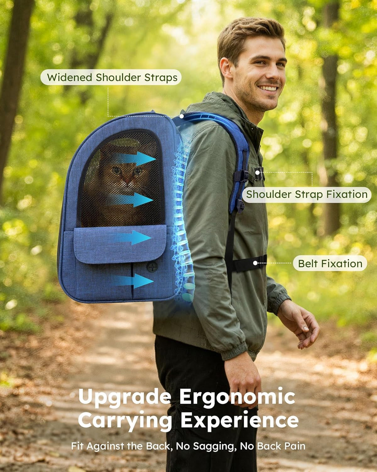 Expandable Cat Carrier Backpack with Breathable Window - Durable Oxford Cloth, Lockable Zipper, Ideal for Pets Under 11 lbs for Travel