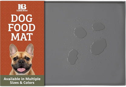 Raised-Edge Silicone Dog Food Mat - Waterproof and Non-Slip Pet Placemat for Food and Water Bowls - Dishwasher-Safe Tray - 25 x 17 inches, Gray