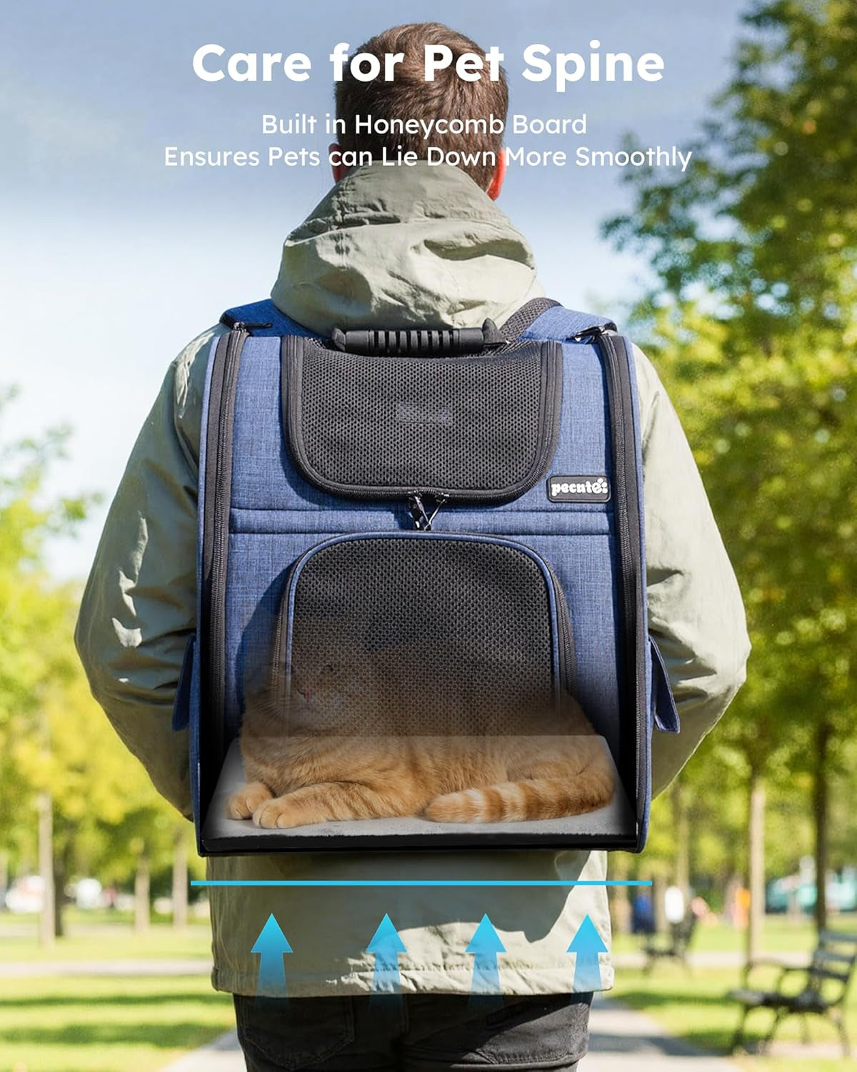 Expandable Cat Carrier Backpack with Breathable Window - Durable Oxford Cloth, Lockable Zipper, Ideal for Pets Under 11 lbs for Travel