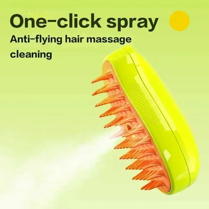 3-in-1 Electric Steam Brush and Sprayer for Pet Grooming and Shedding Massage Tool