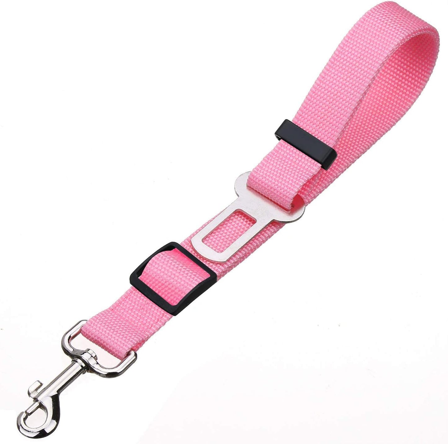 Adjustable Length Pet Car Seat Belt for Dogs and Cats - 2 Pack (Black and Pink)