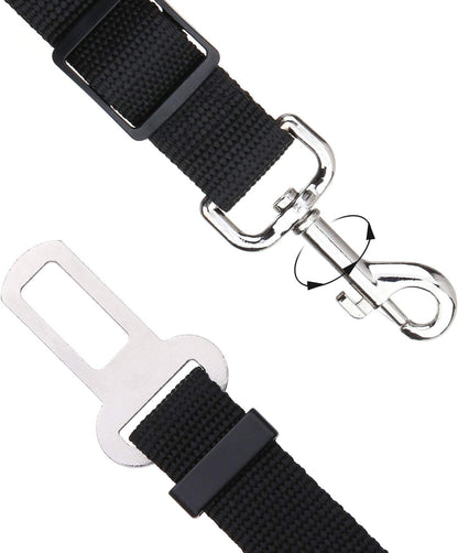Adjustable Length Pet Car Seat Belt for Dogs and Cats - 2 Pack (Black and Pink)